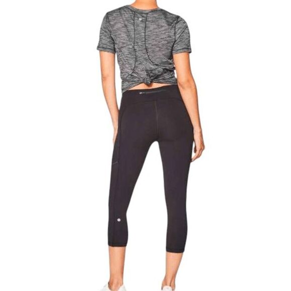 LULULEMON ATHLETICA Speed Up Crop (21') In Black Size 6 - Picture 4 of 8